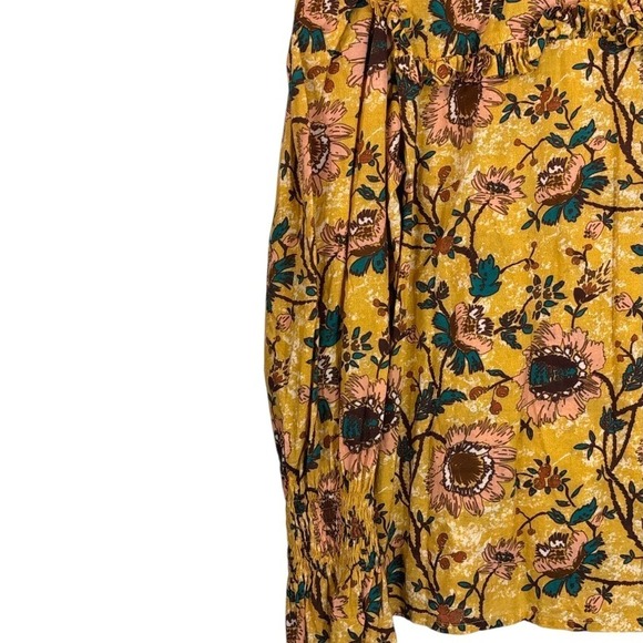 Bindu Corinne 100% Cotton‎ Long Sleeve Floral Top Yellow Ruffle Trim Size XL - Picture 7 of 11